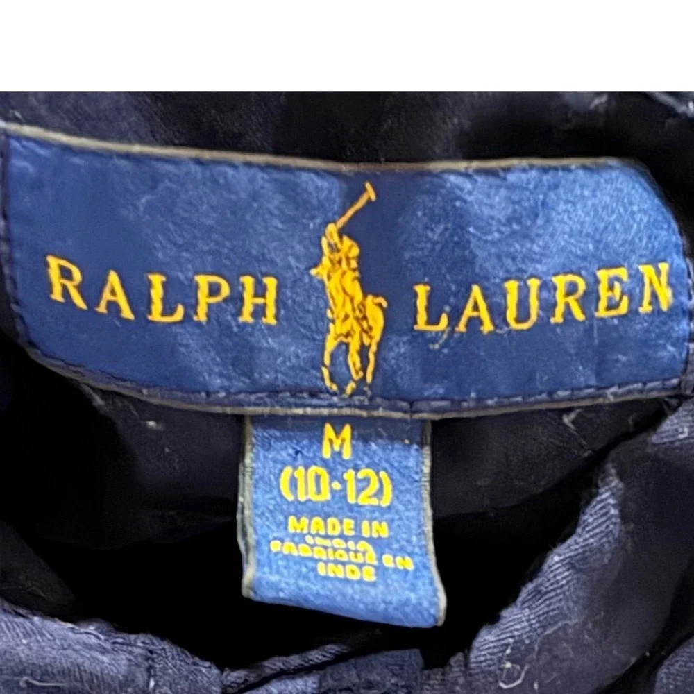 Ralph Lauren Boys‎ Navy Blue Cotton Button Down Shirt Size M 10-12 Long Sleeve